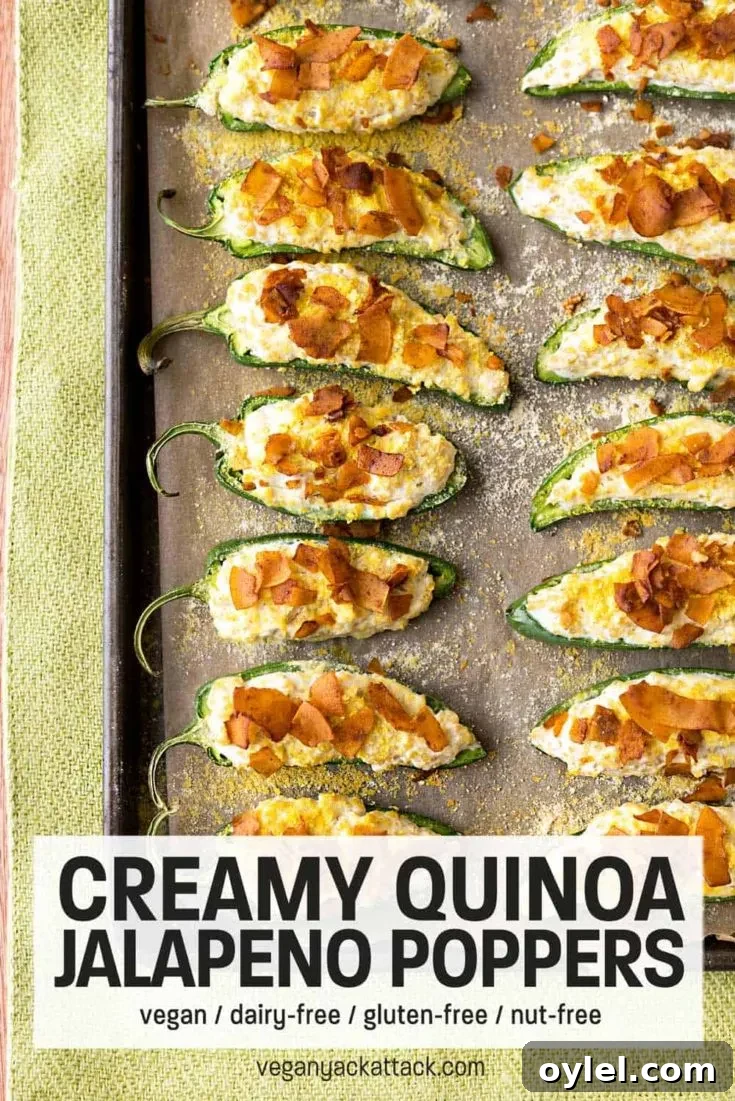 Creamy Quinoa Jalapeño Poppers with Coconut Bacon
