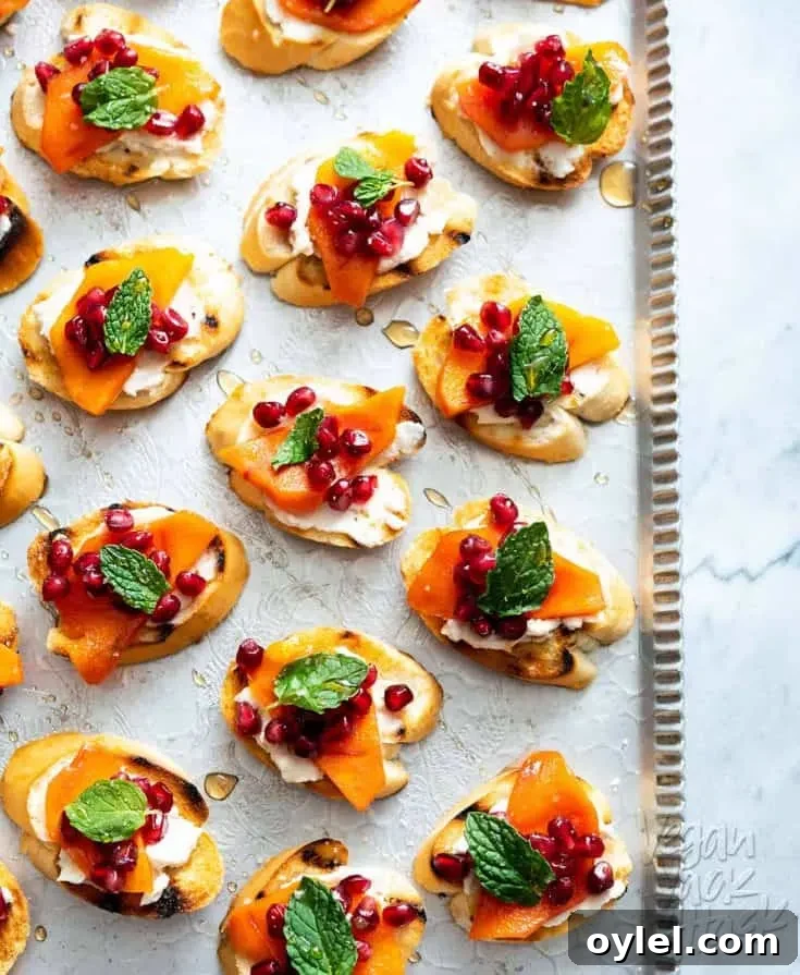 Pomegranate Persimmon Crostini