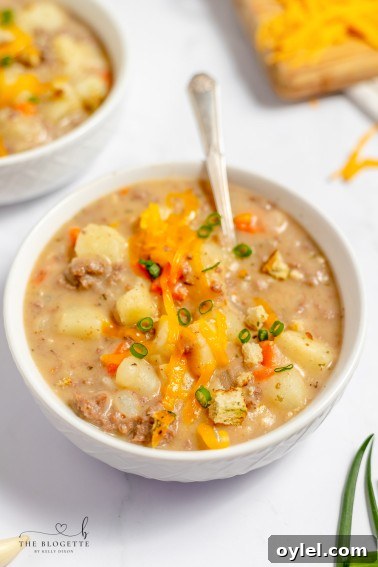 Creamy Roasted Tomato Bisque Recipe 13 Cheeseburger Soup Recipe - Loaded with ground beef, cheese, potatoes, and creamy broth, this is a soup recipe you need to always keep on hand!