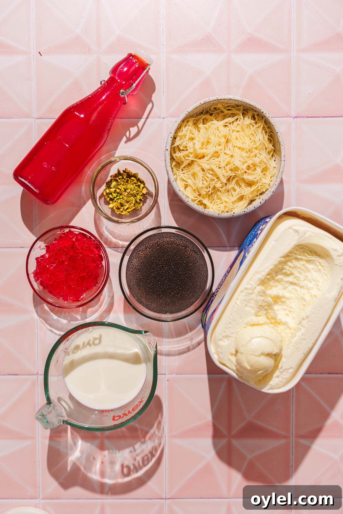 ingredients for falooda drink recipe.