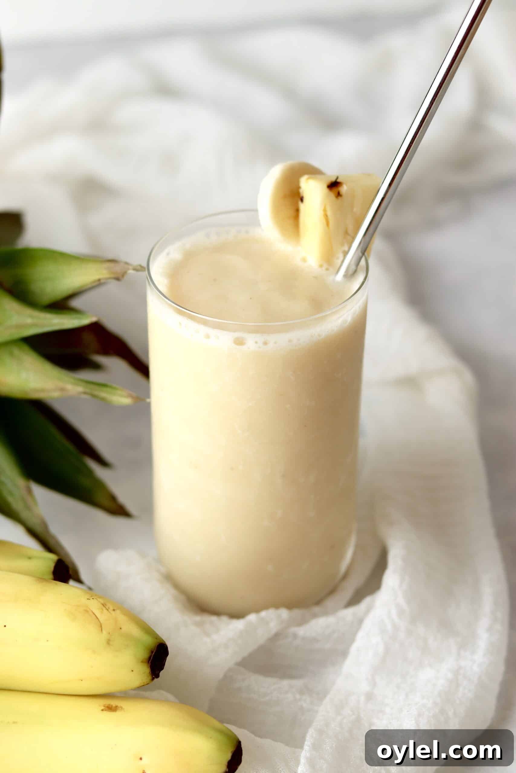 Creamy Tropical Vegan Banana and Pineapple Smoothie 6 smoothie with banana and pineapple
