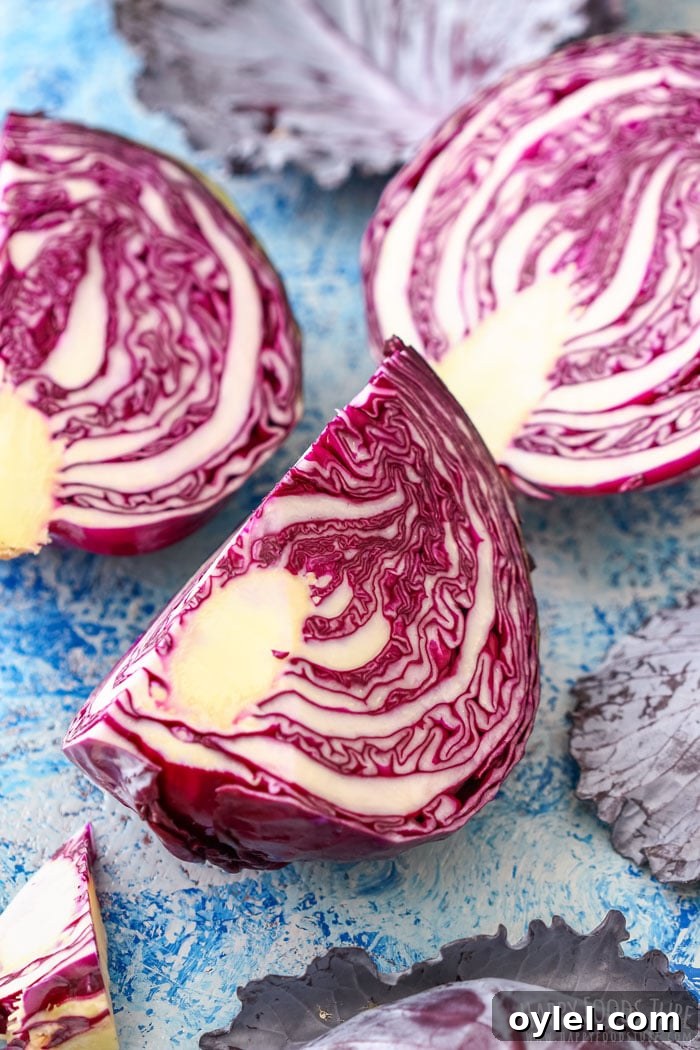 Tender Braised Red Cabbage in the Instant Pot 3 Quartered red cabbage heads.
