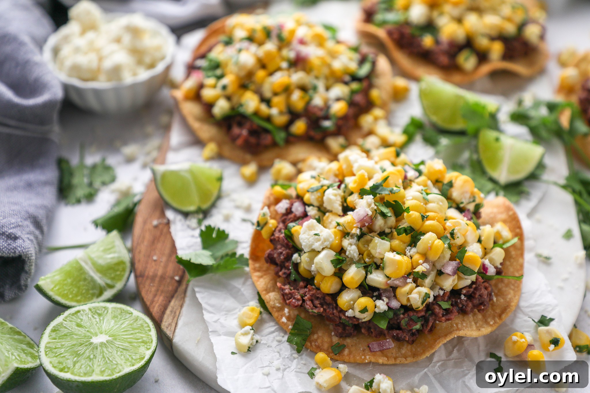 Black bean tostadas are always a great option for a quick weeknight meal! All of your ingredients can easily be prepped beforehand allowing dinner to come together in no time!
