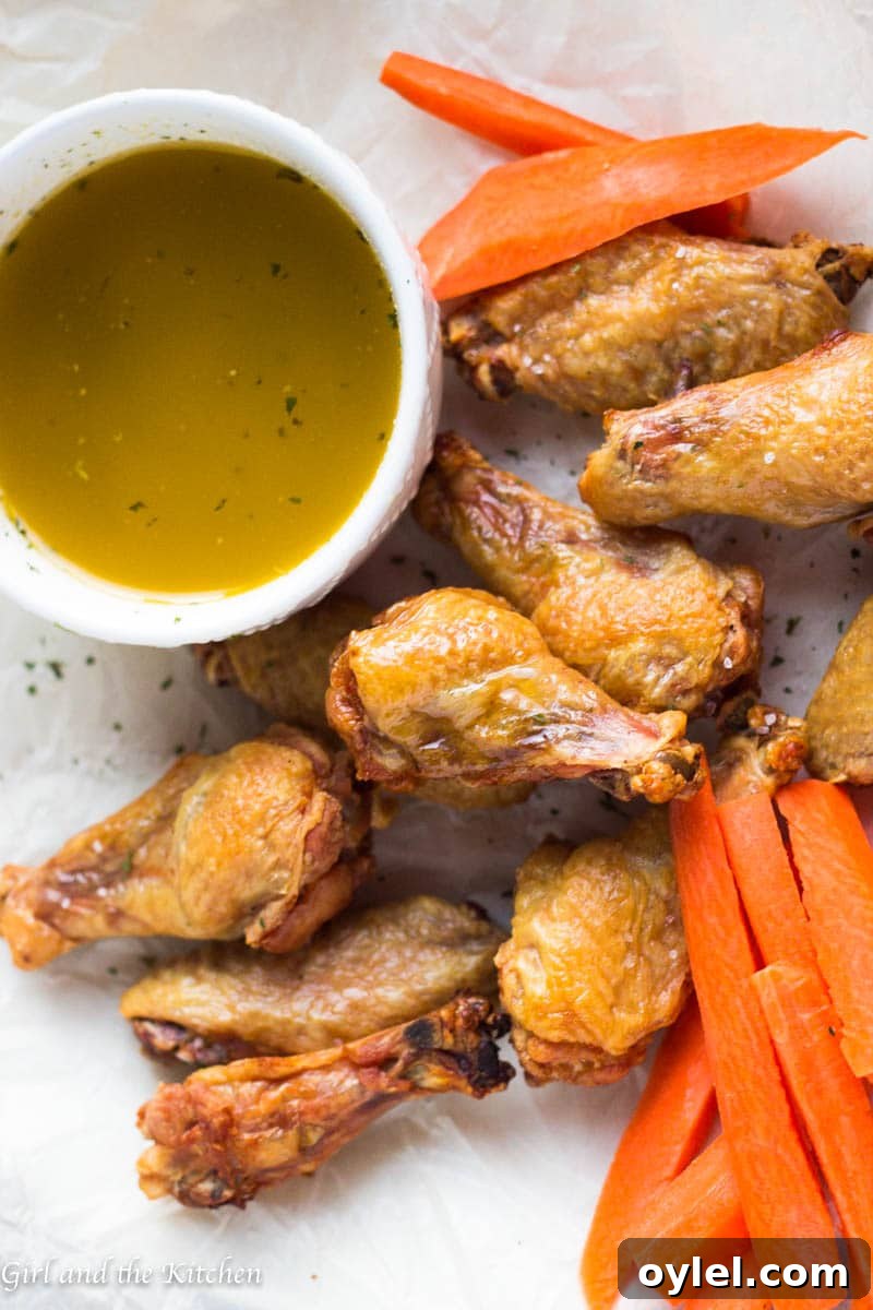 Crispy oven-baked chicken wings up close