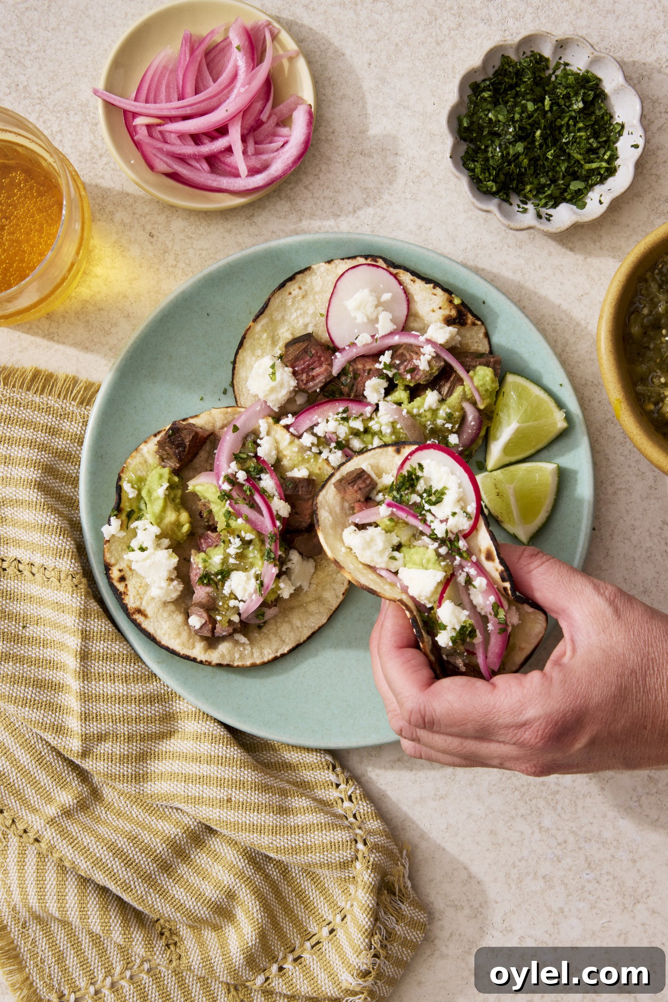 Grilled Steak Tacos (Carne Asada) Recipe 13 Carne asada tacos plated
