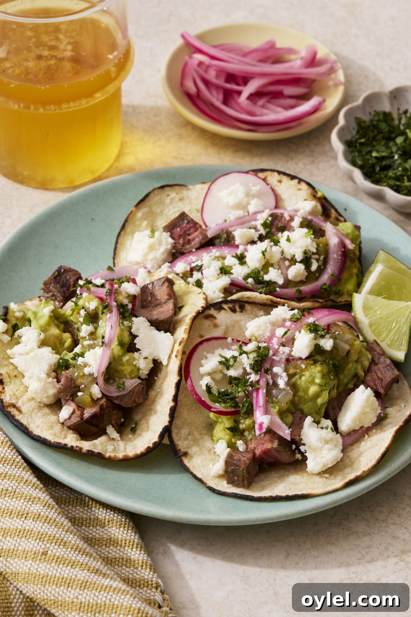 Grilled Steak Tacos (Carne Asada) Recipe 6 Assembled carne asada tacos