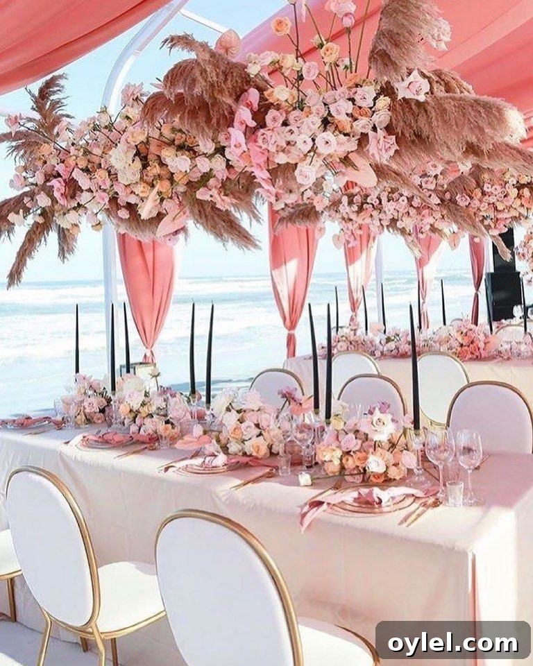 Blush, Pink, And Peach Wedding Reception